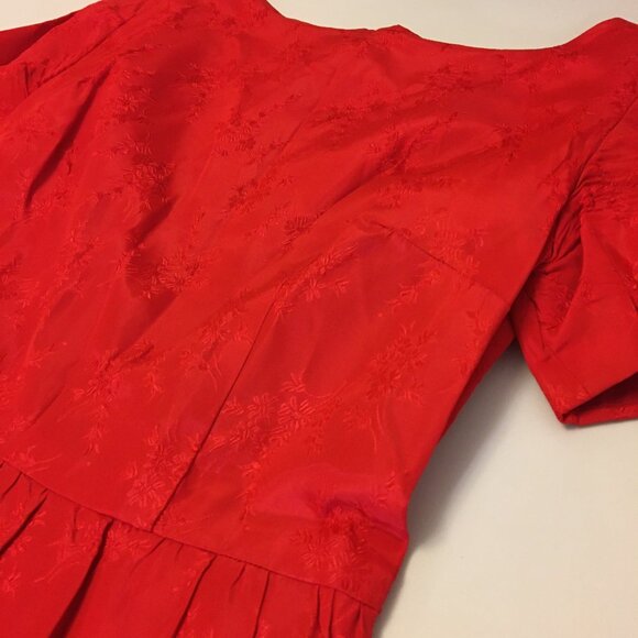 Vintage 50s Red Brocade Cocktail Party Dress Christmas Holidays MCM (IB) - Picture 12 of 16